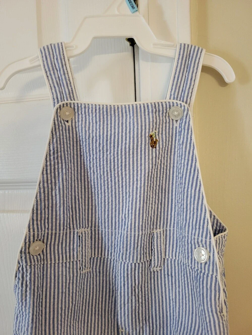 Ralph Lauren Blue Seer Sucker Overalls Size 9 Months